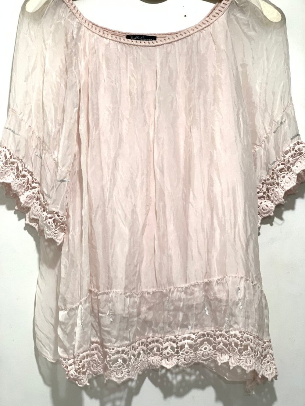 BELLA AMORE MADE IN ITALY WIDE-NECK SILK BLEND BLOUSES SIZE M